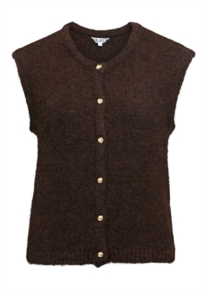 Saggia knit vest cardigan Seal Brown Melange Object 